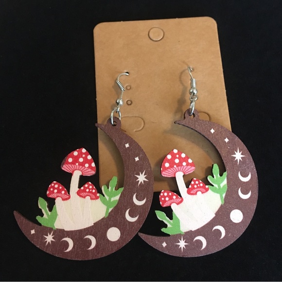 Half Moon Mushroom Earrings - Picture 2 of 8